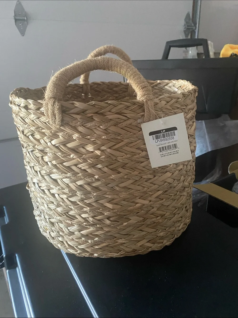 NWT Hearth and Hand Natural Woven Seagrass Basket with Handles - Neutral
